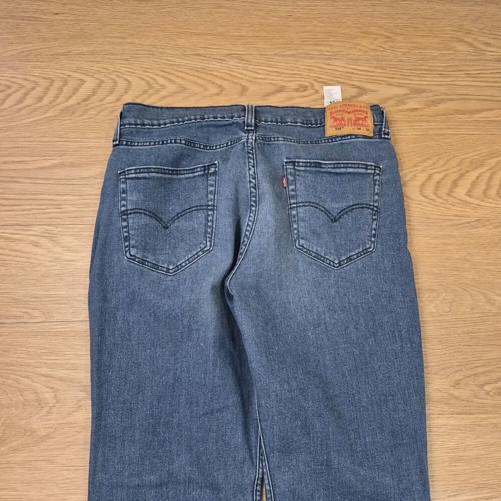 Levi’s 514 Straight Jeans Mens 34x32 Blue Stretch Cowboy Workwear Denim Pants